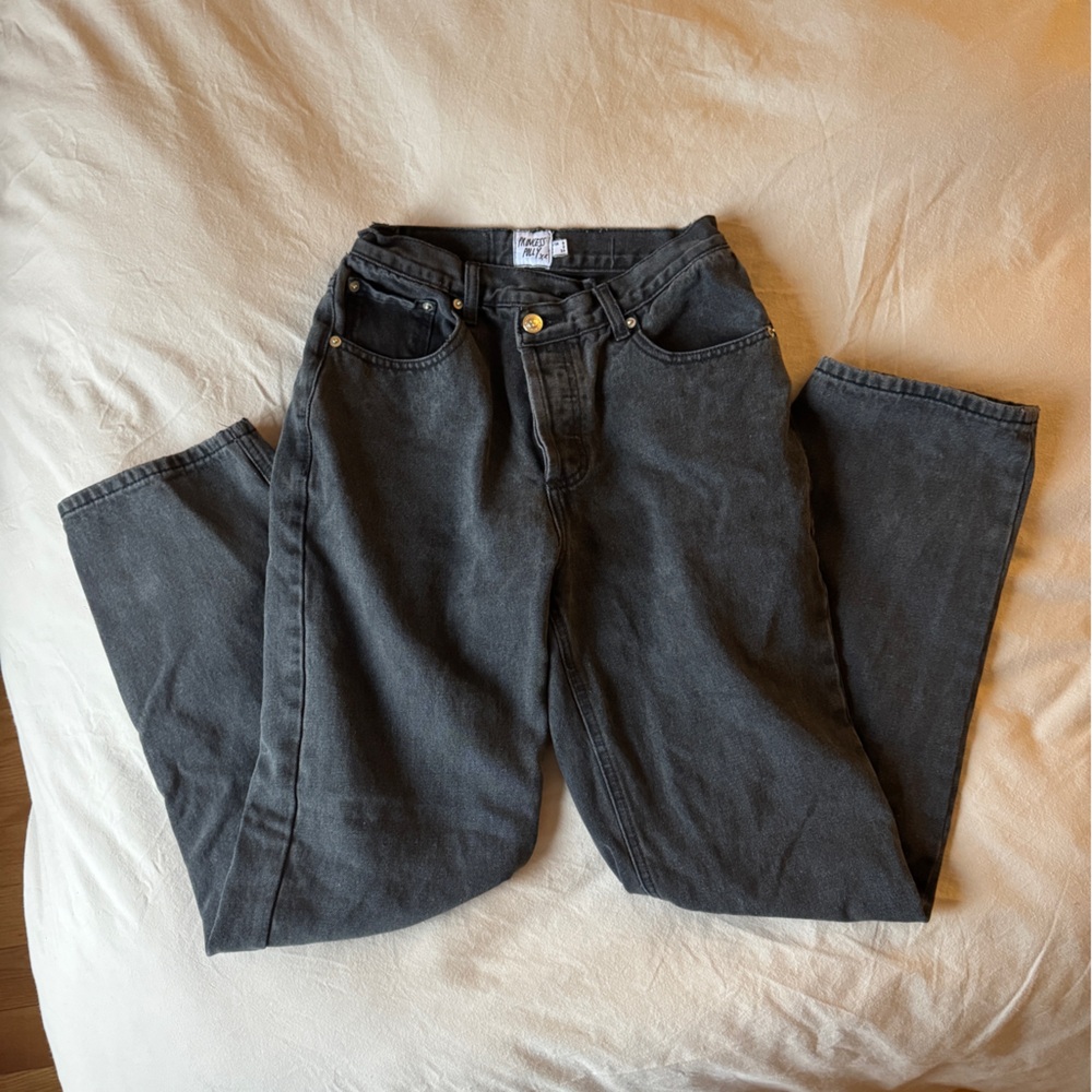 Princess Polly asymmetrical black jeans